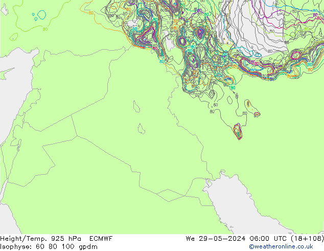 Height/Temp. 925 гПа ECMWF ср 29.05.2024 06 UTC