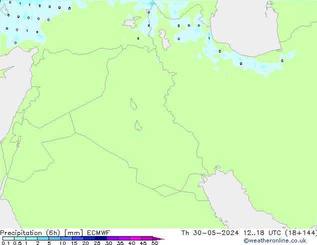 Precipitation (6h) ECMWF Čt 30.05.2024 18 UTC