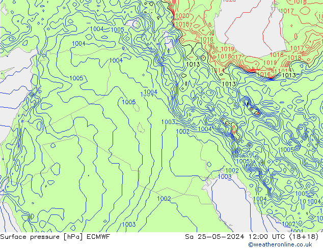 pressão do solo ECMWF Sáb 25.05.2024 12 UTC