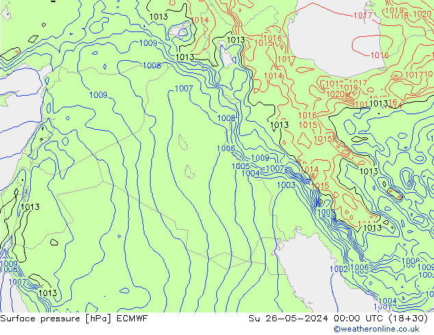 Luchtdruk (Grond) ECMWF zo 26.05.2024 00 UTC