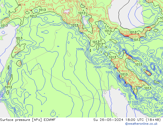 Surface pressure ECMWF Su 26.05.2024 18 UTC