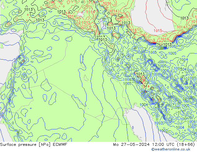 Presión superficial ECMWF lun 27.05.2024 12 UTC