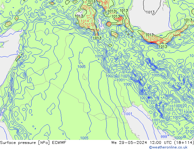 pressão do solo ECMWF Qua 29.05.2024 12 UTC