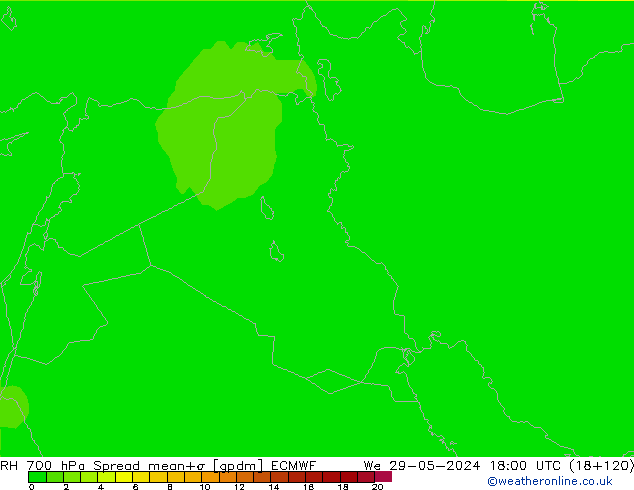 RH 700 hPa Spread ECMWF  29.05.2024 18 UTC