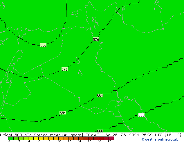 500 hPa Yüksekliği Spread ECMWF Cts 25.05.2024 06 UTC