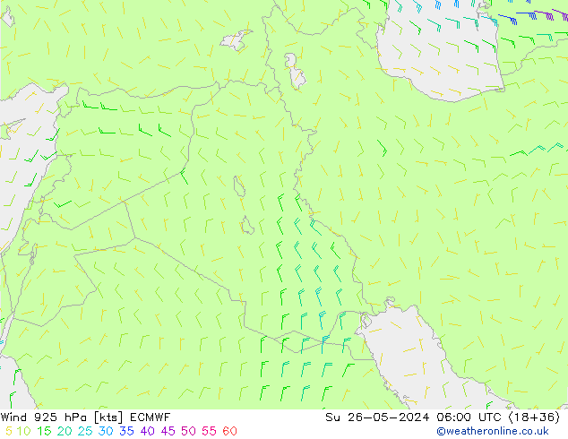 Wind 925 hPa ECMWF Su 26.05.2024 06 UTC