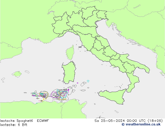 Isotachs Spaghetti ECMWF Sa 25.05.2024 00 UTC