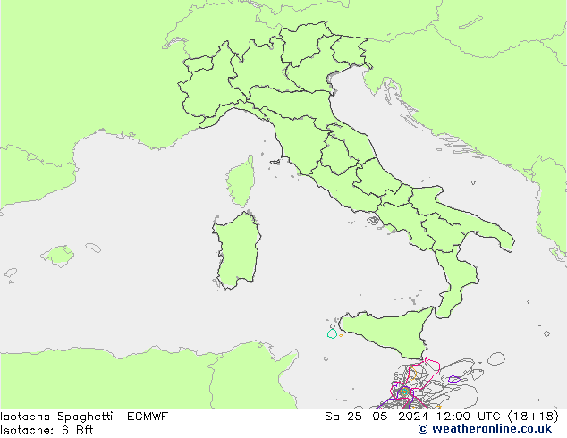 Isotachs Spaghetti ECMWF  25.05.2024 12 UTC