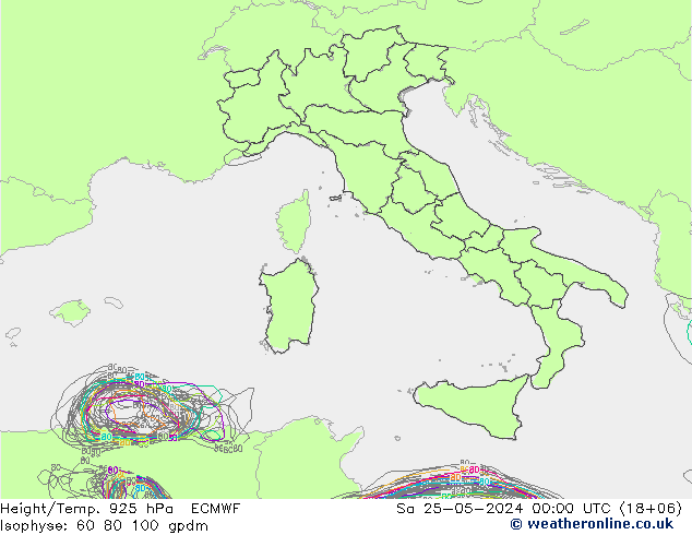 Height/Temp. 925 hPa ECMWF Sa 25.05.2024 00 UTC