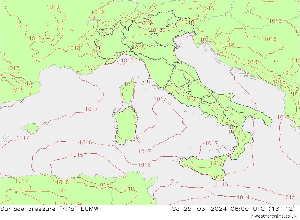 pressão do solo ECMWF Sáb 25.05.2024 06 UTC