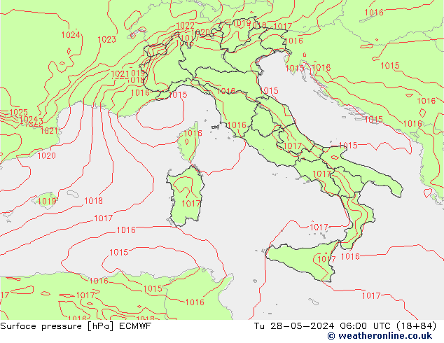 Surface pressure ECMWF Tu 28.05.2024 06 UTC