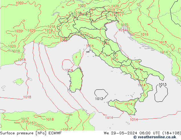 Yer basıncı ECMWF Çar 29.05.2024 06 UTC