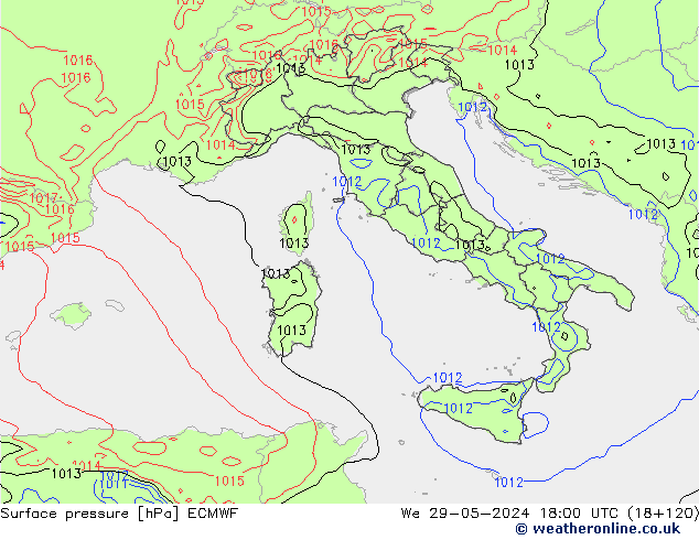 Surface pressure ECMWF We 29.05.2024 18 UTC