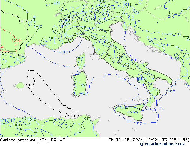 ciśnienie ECMWF czw. 30.05.2024 12 UTC