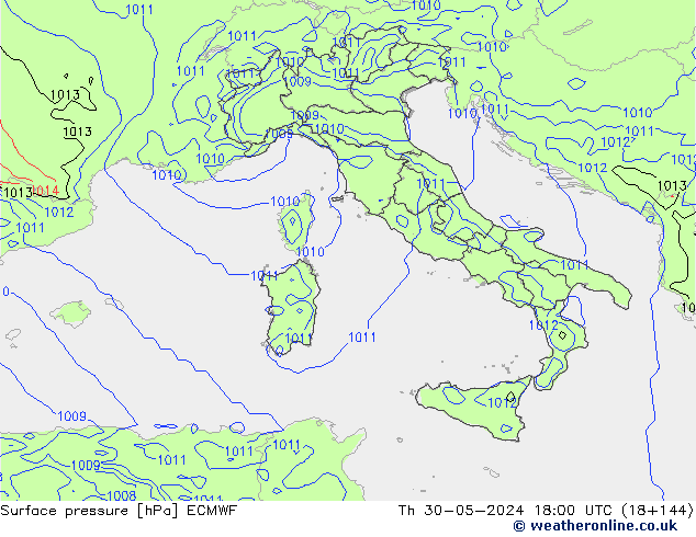 Surface pressure ECMWF Th 30.05.2024 18 UTC