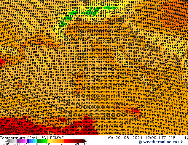 Temperatura (2m) ECMWF mié 29.05.2024 12 UTC