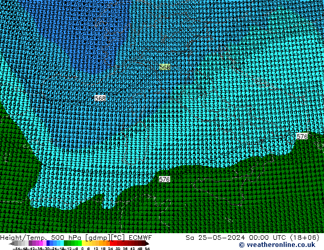 Height/Temp. 500 hPa ECMWF So 25.05.2024 00 UTC