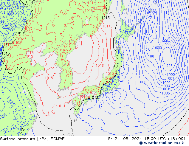 Bodendruck ECMWF Fr 24.05.2024 18 UTC