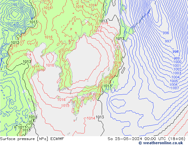 Surface pressure ECMWF Sa 25.05.2024 00 UTC