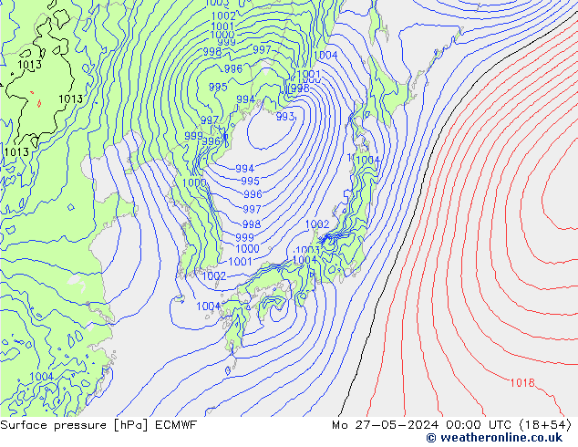 приземное давление ECMWF пн 27.05.2024 00 UTC