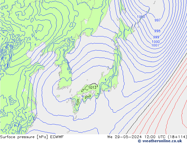 Yer basıncı ECMWF Çar 29.05.2024 12 UTC