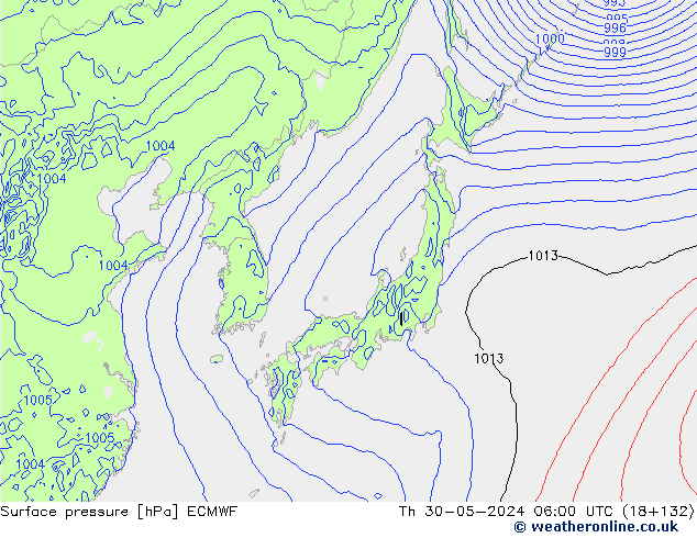 приземное давление ECMWF чт 30.05.2024 06 UTC