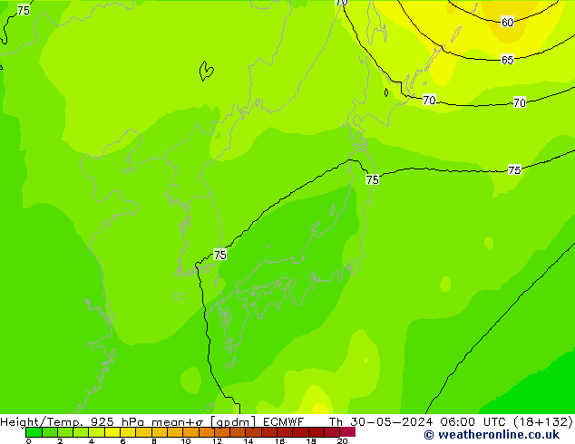 Yükseklik/Sıc. 925 hPa ECMWF Per 30.05.2024 06 UTC