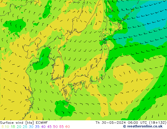 Rüzgar 10 m ECMWF Per 30.05.2024 06 UTC