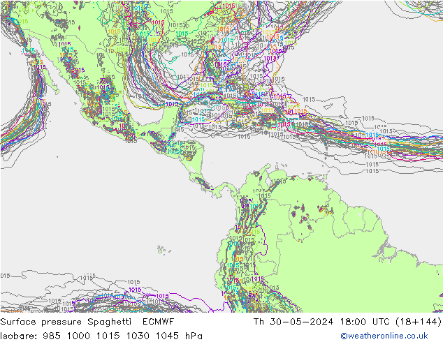 Luchtdruk op zeeniveau Spaghetti ECMWF do 30.05.2024 18 UTC