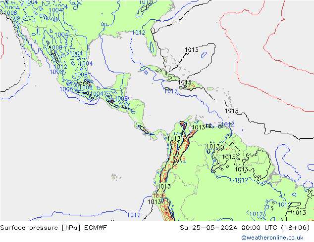 ciśnienie ECMWF so. 25.05.2024 00 UTC