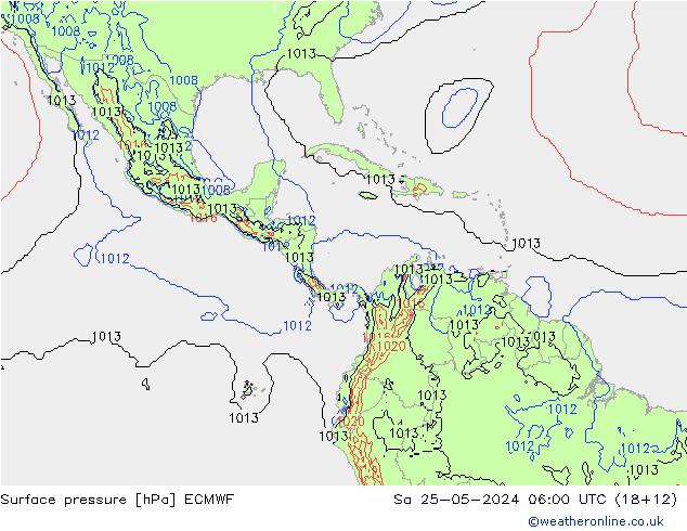 Surface pressure ECMWF Sa 25.05.2024 06 UTC