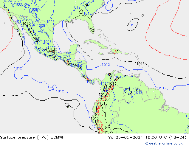 Atmosférický tlak ECMWF So 25.05.2024 18 UTC