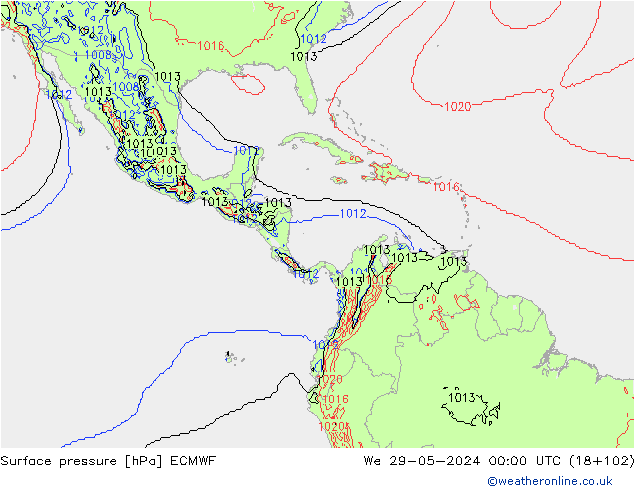 Luchtdruk (Grond) ECMWF wo 29.05.2024 00 UTC