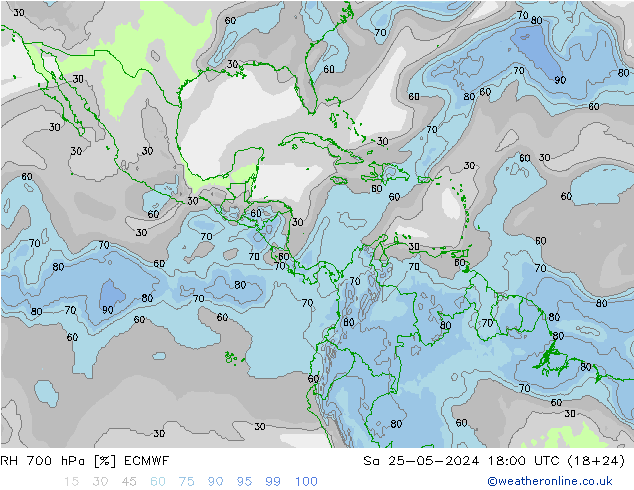 RV 700 hPa ECMWF za 25.05.2024 18 UTC