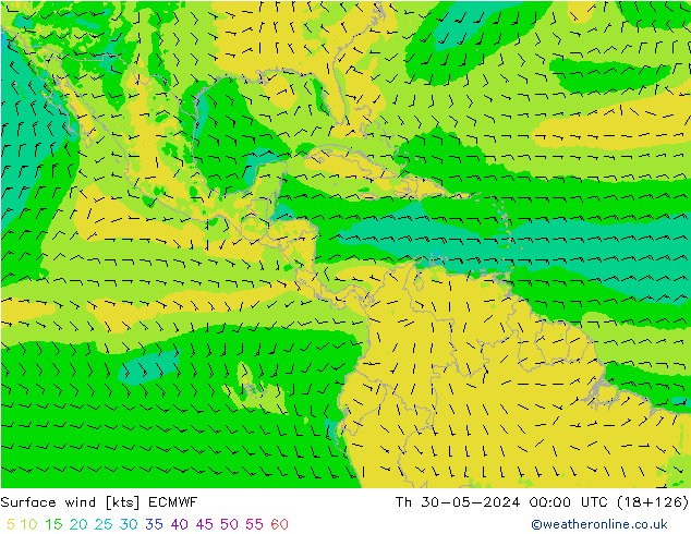 Surface wind ECMWF Th 30.05.2024 00 UTC