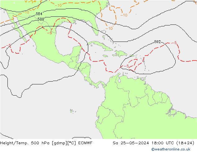 Height/Temp. 500 hPa ECMWF So 25.05.2024 18 UTC