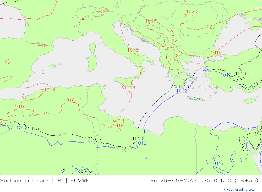 Bodendruck ECMWF So 26.05.2024 00 UTC