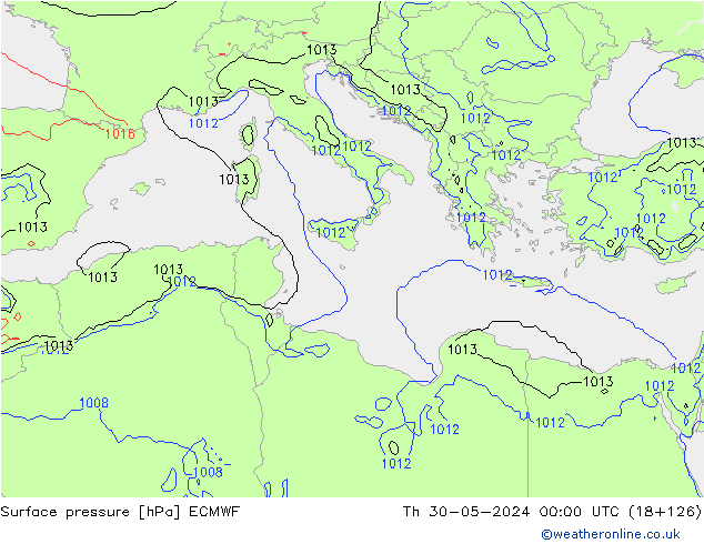 Surface pressure ECMWF Th 30.05.2024 00 UTC