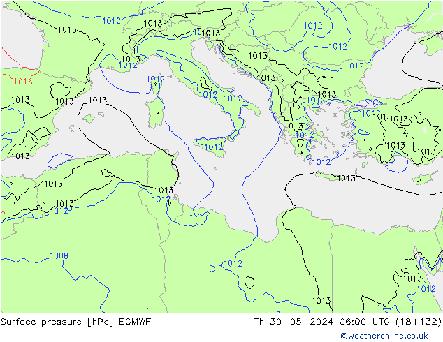 Surface pressure ECMWF Th 30.05.2024 06 UTC