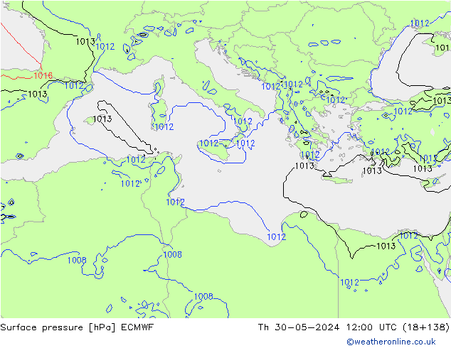 приземное давление ECMWF чт 30.05.2024 12 UTC