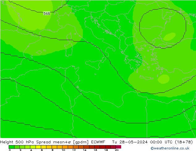 Geop. 500 hPa Spread ECMWF mar 28.05.2024 00 UTC