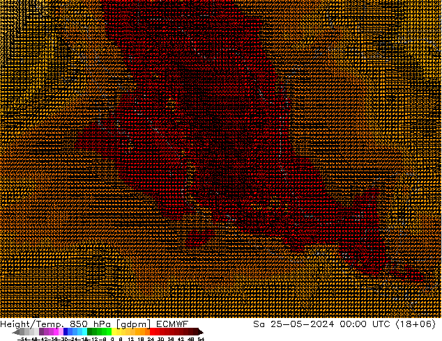 Geop./Temp. 850 hPa ECMWF sáb 25.05.2024 00 UTC