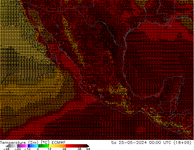 Temperatura (2m) ECMWF sáb 25.05.2024 00 UTC