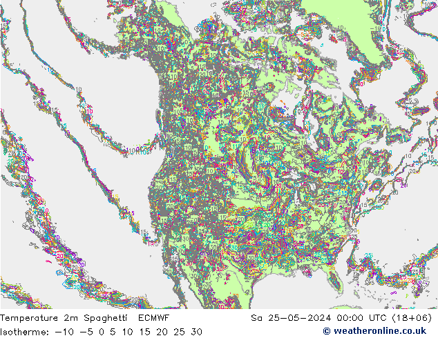 Temperatuurkaart Spaghetti ECMWF za 25.05.2024 00 UTC