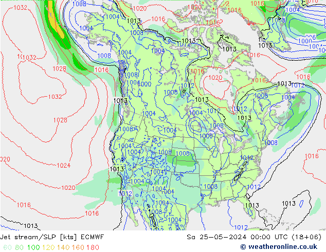 Jet stream ECMWF Sáb 25.05.2024 00 UTC