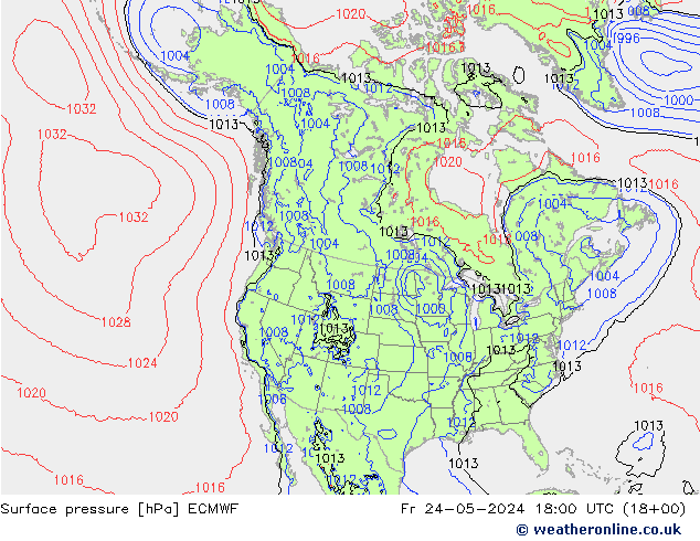 Surface pressure ECMWF Fr 24.05.2024 18 UTC