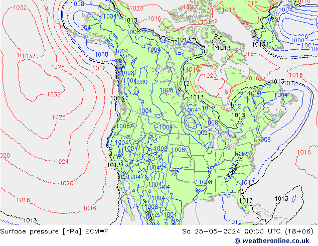 Pressione al suolo ECMWF sab 25.05.2024 00 UTC