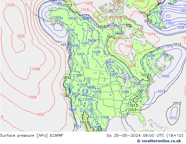 Bodendruck ECMWF Sa 25.05.2024 06 UTC