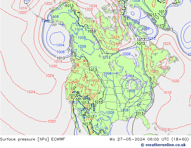 Pressione al suolo ECMWF lun 27.05.2024 06 UTC