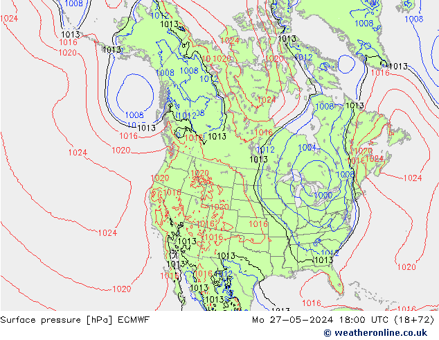 ciśnienie ECMWF pon. 27.05.2024 18 UTC